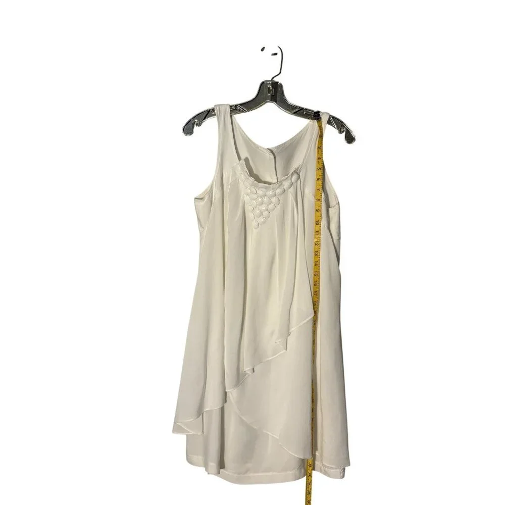 Charles Chang-Lima White Sleeveless Asymmetrical Dress With Button Back & Jewel - Picture 7 of 13